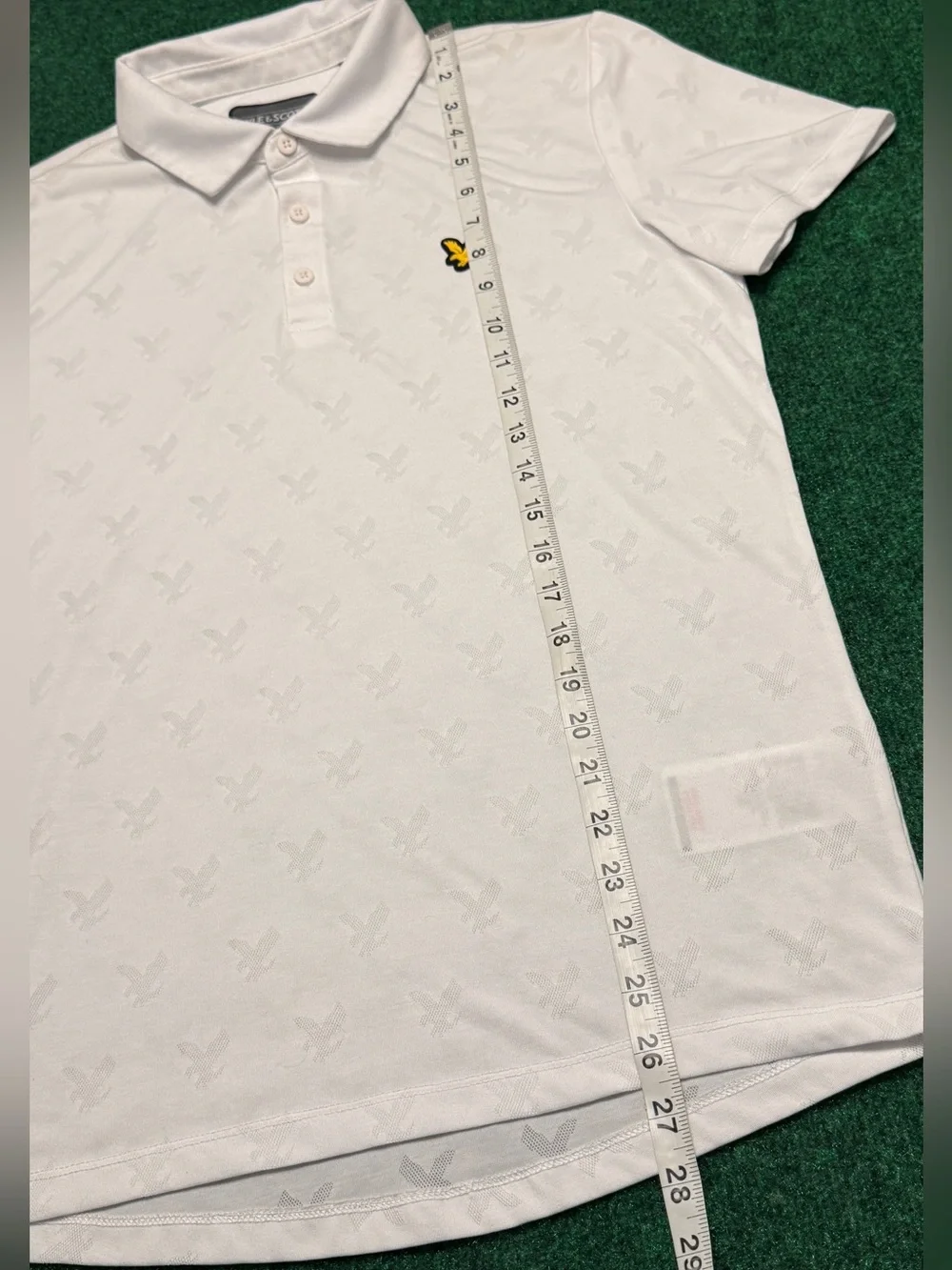 Lyle & Scott White All Over Print Eagle Polo with Yellow Eagle Logo (Size Small) - Picture 5 of 6